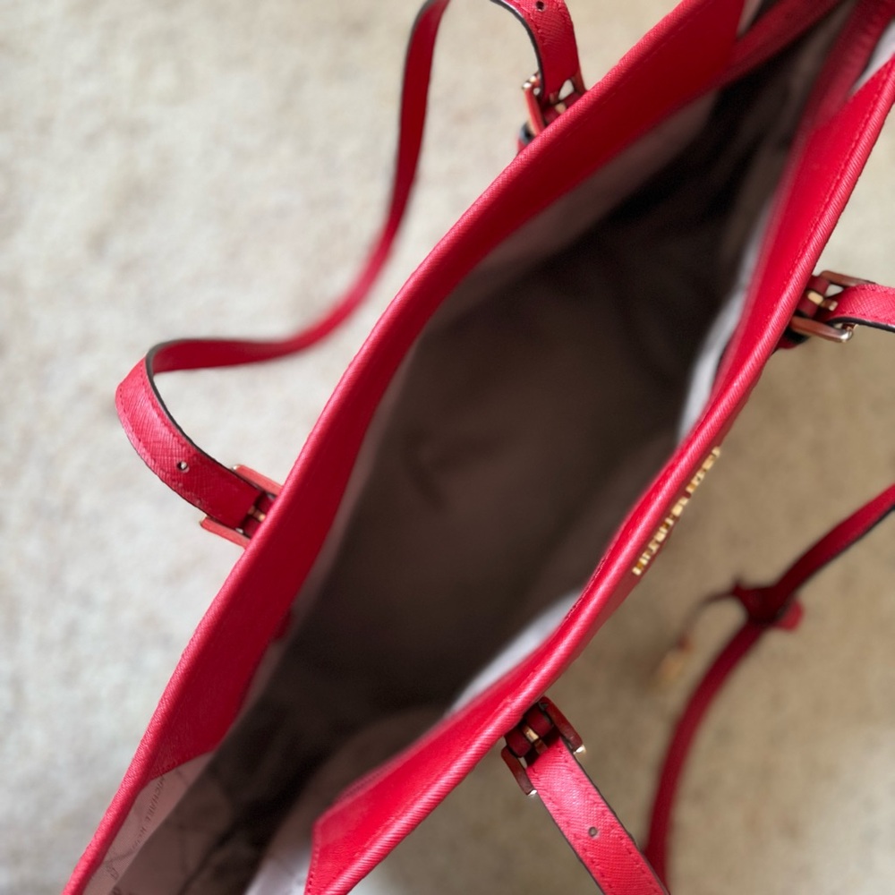 Michael Kors Large Red Leather Tote - Picture 8 of 13